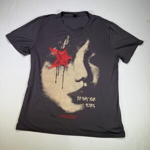 ROMWE XL Graphic T-Shirt Gray Red Star Face Short Sleeve Top